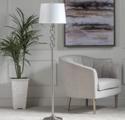 Kirkland's Home Crystal And Silver Metal Floor Lamp- Floor Lamps