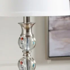 Kirkland's Home Crystal And Silver Metal Floor Lamp- Floor Lamps
