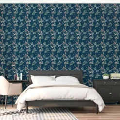 Kirkland's Home Curious Blue Floral Peel And Stick Wall Mural- Wall Murals & Wall Decals