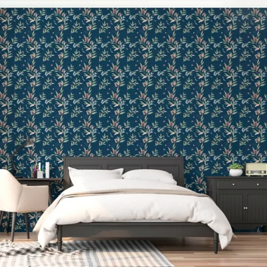 Kirkland's Home Curious Blue Floral Peel And Stick Wall Mural- Wall Murals & Wall Decals