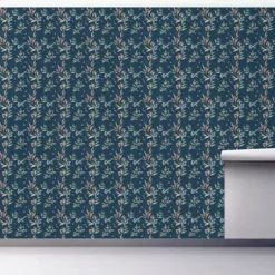 Kirkland's Home Curious Blue Floral Peel And Stick Wall Mural- Wall Murals & Wall Decals