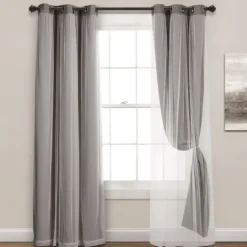 Kirkland's Home Curtain Panel Set With Overlay, 95 In.- Curtains & Drapes
