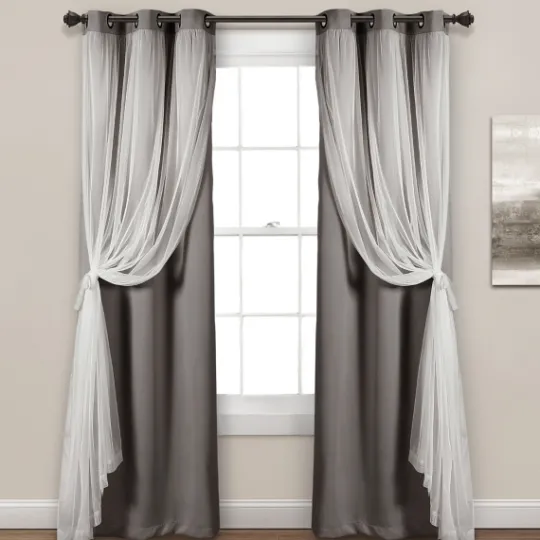 Kirkland's Home Curtain Panel Set With Overlay, 84 In.- Curtains & Drapes