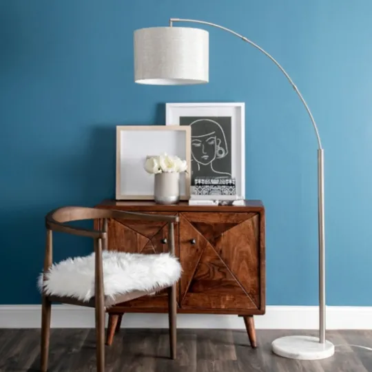 Kirkland's Home Curved Floor Lamp With Marble Base- Floor Lamps