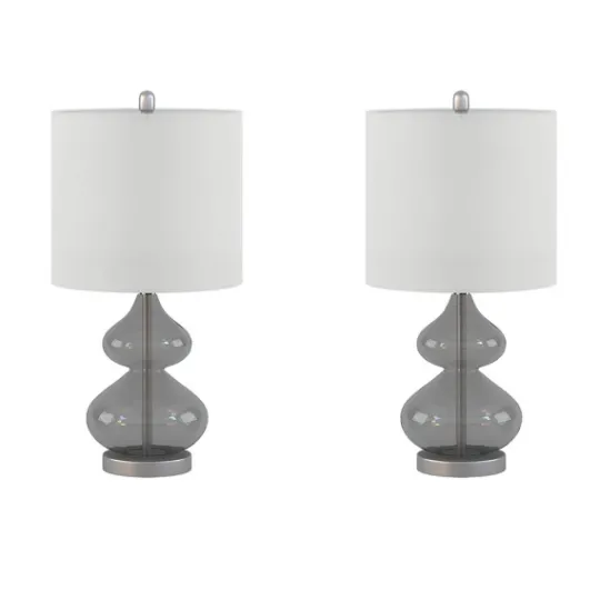 Kirkland's Home Curved Gray Glass Table Lamps, Set Of 2- Table Lamps