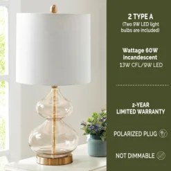 Kirkland's Home Curved Gray Glass Table Lamps, Set Of 2- Table Lamps