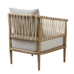 Kirkland's Home Curved Wood And Jute Rope Accent Chair- Accent Chairs