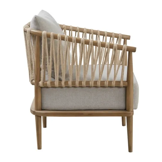 Kirkland's Home Curved Wood And Jute Rope Accent Chair- Accent Chairs