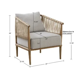 Kirkland's Home Curved Wood And Jute Rope Accent Chair- Accent Chairs