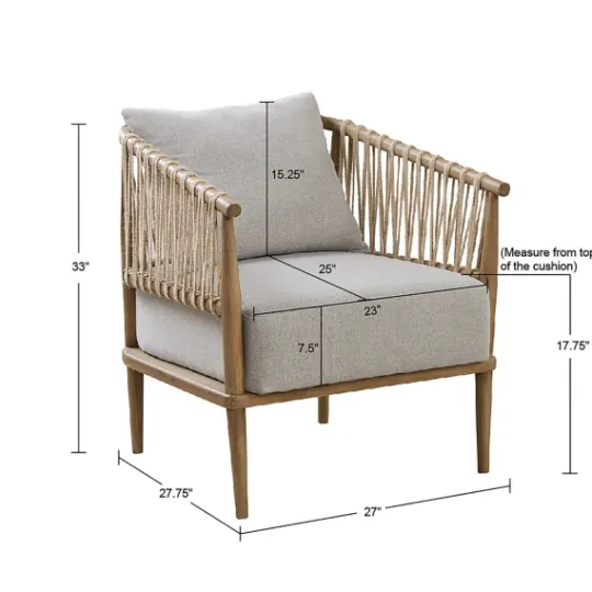 Kirkland's Home Curved Wood And Jute Rope Accent Chair- Accent Chairs
