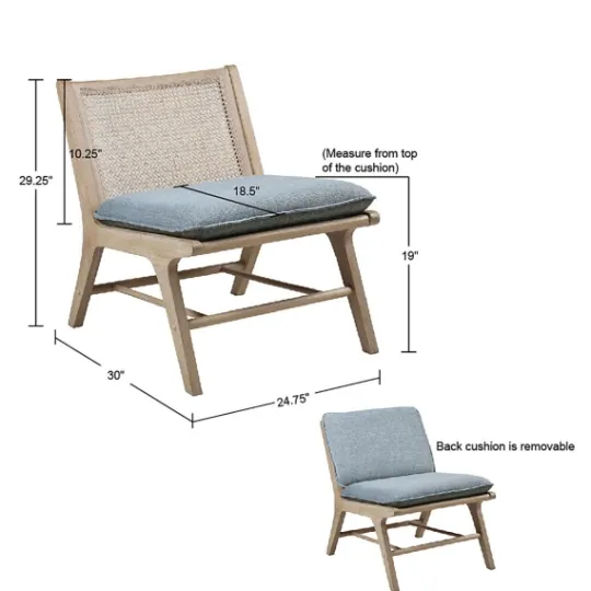 Kirkland's Home Cushion Ash Cane Back Accent Chair- Accent Chairs