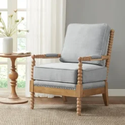 Kirkland's Home Cushion Beaded Wood Frame Accent Chair- Accent Chairs