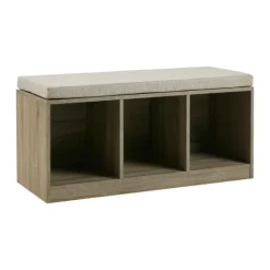 Kirkland's Home Cushioned Open Cubby Storage Bench- Benches & Ottomans