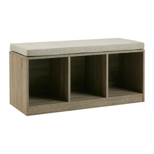 Kirkland's Home Cushioned Open Cubby Storage Bench- Benches & Ottomans