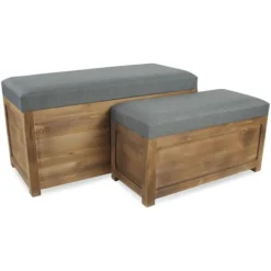 Kirkland's Home Cushioned Storage Benches, Set Of 2- Benches & Ottomans