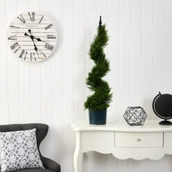 Kirkland's Home Cypress Spiral Metal Pole Topiary In Black Planter- Trees & Topiaries