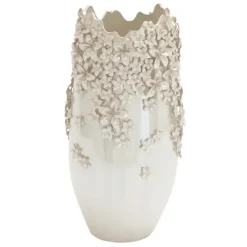Kirkland's Home 3D Floral Cream Ceramic Vase- Vases