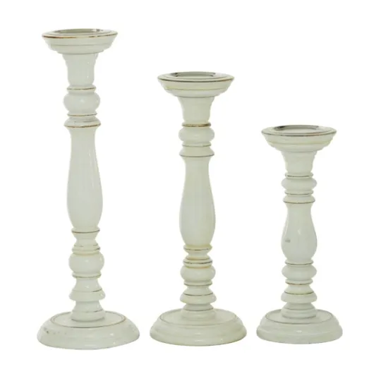 Kirkland's Home Daisy White Rustic 3-Pc. Candle Holder Set- Candle Holders