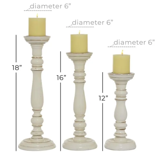 Kirkland's Home Daisy White Rustic 3-Pc. Candle Holder Set- Candle Holders