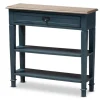 Kirkland's Home Daphne Blue Bayur Wood Two-Shelf Console Table- Console Tables