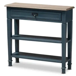 Kirkland's Home Daphne Blue Bayur Wood Two-Shelf Console Table- Console Tables