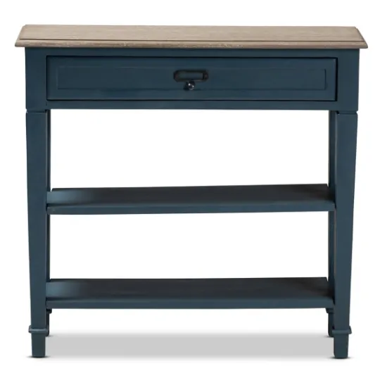 Kirkland's Home Daphne Blue Bayur Wood Two-Shelf Console Table- Console Tables