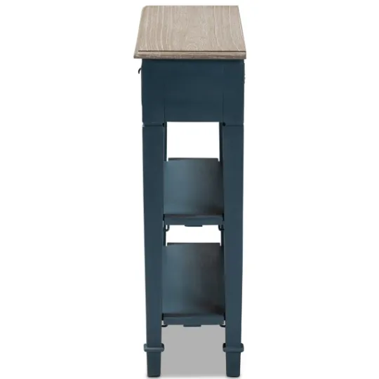 Kirkland's Home Daphne Blue Bayur Wood Two-Shelf Console Table- Console Tables