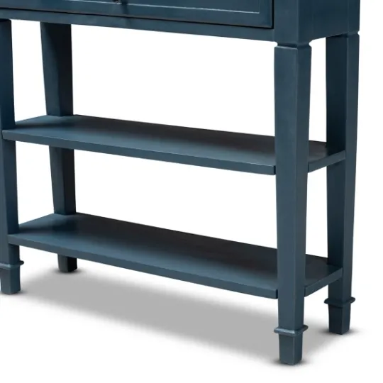 Kirkland's Home Daphne Blue Bayur Wood Two-Shelf Console Table- Console Tables