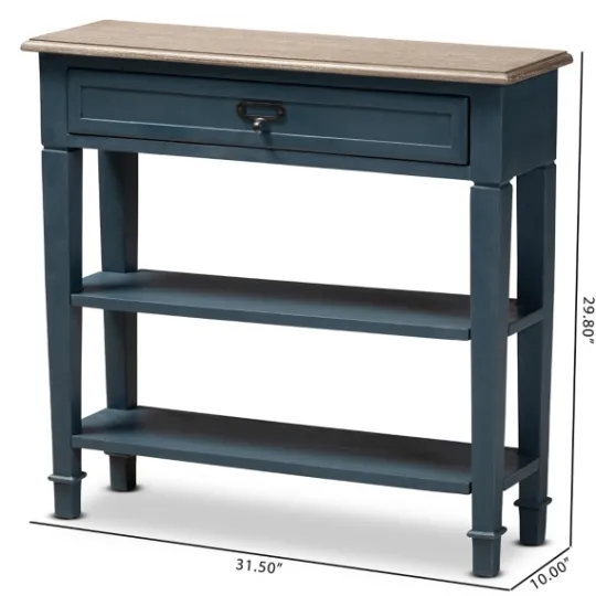 Kirkland's Home Daphne Blue Bayur Wood Two-Shelf Console Table- Console Tables