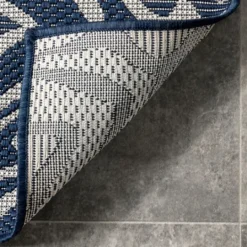 Kirkland's Home Darcie Blue Geometric Outdoor Rug, 5X8- Outdoor Rugs