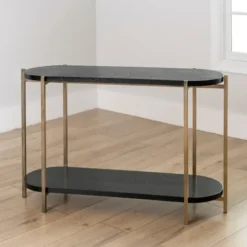 Kirkland's Home Darcy Black Oval Console Table- Entryway Furniture