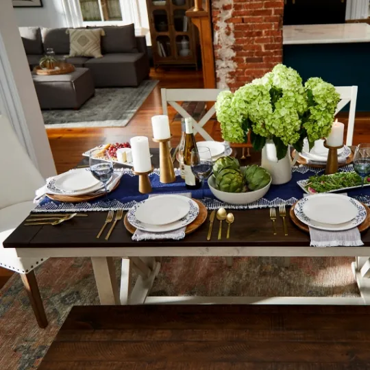 Kirkland's Home Dark Brown And Ivory Jackson Dining Table- Dining Tables