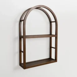 Kirkland's Home Dark Brown Wood Arched Wall Shelf- Shelves