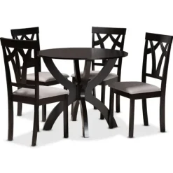 Kirkland's Home Dark Brown Wood Tripod Table 5-Pc. Dining Set- Dining Tables