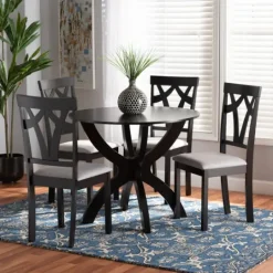 Kirkland's Home Dark Brown Wood Tripod Table 5-Pc. Dining Set- Dining Tables
