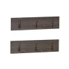 Kirkland's Home Dark Brown Wooden 3-Hook Coat Racks, Set Of 2- Hooks