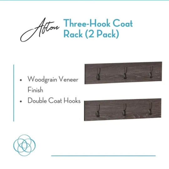 Kirkland's Home Dark Brown Wooden 3-Hook Coat Racks, Set Of 2- Hooks