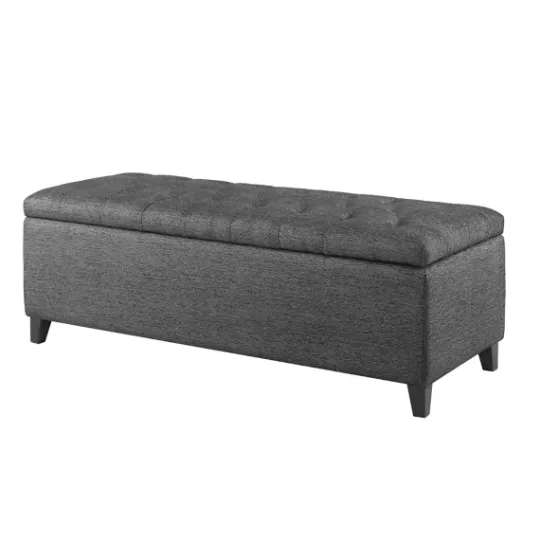 Kirkland's Home Dark Button Tufted Storage Bench- Benches & Ottomans