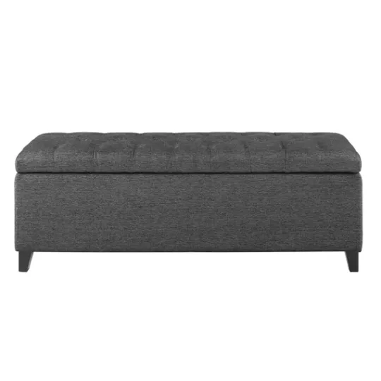 Kirkland's Home Dark Button Tufted Storage Bench- Benches & Ottomans