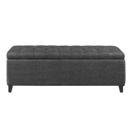Kirkland's Home Dark Button Tufted Storage Bench- Benches & Ottomans