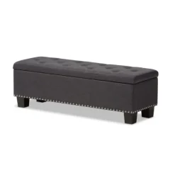 Kirkland's Home Dark Button-Tufted Upholstered Storage Bench- Entryway Furniture