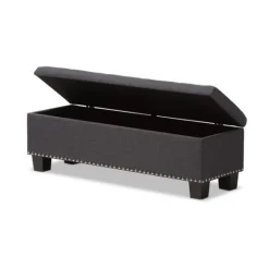 Kirkland's Home Dark Button-Tufted Upholstered Storage Bench- Entryway Furniture