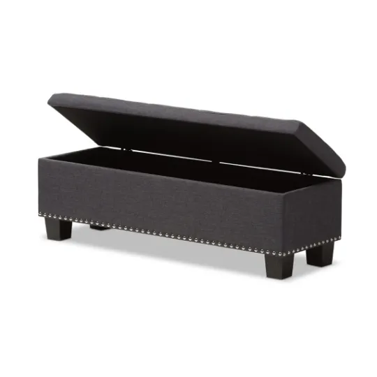 Kirkland's Home Dark Button-Tufted Upholstered Storage Bench- Entryway Furniture