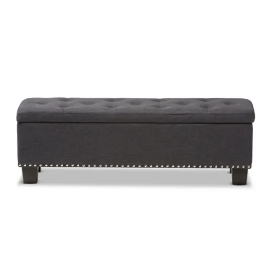 Kirkland's Home Dark Button-Tufted Upholstered Storage Bench- Entryway Furniture