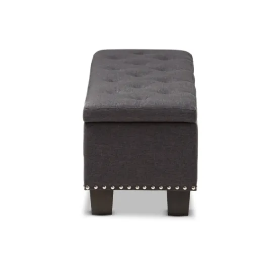 Kirkland's Home Dark Button-Tufted Upholstered Storage Bench- Entryway Furniture