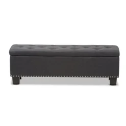 Kirkland's Home Dark Button-Tufted Upholstered Storage Bench- Entryway Furniture