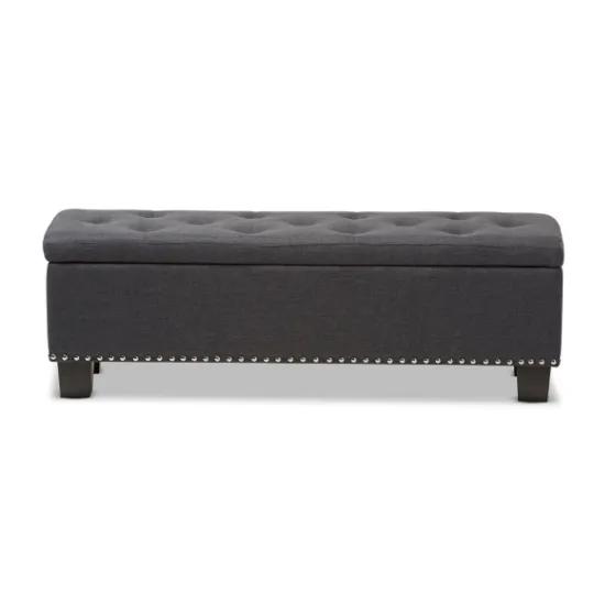 Kirkland's Home Dark Button-Tufted Upholstered Storage Bench- Entryway Furniture