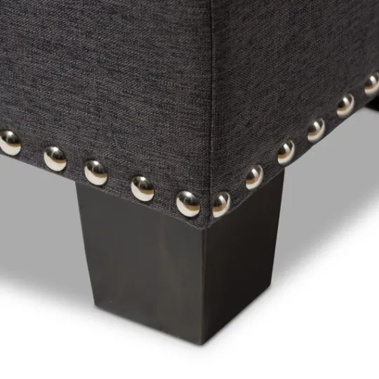 Kirkland's Home Dark Button-Tufted Upholstered Storage Bench- Entryway Furniture