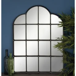 Kirkland's Home Dark Crown Frame Windowpane Mirror- Decorative Mirrors