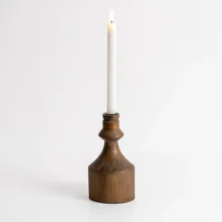 Kirkland's Home Dark Eucalyptus Wood Taper Candle Holder, 8 In.- Candle Holders